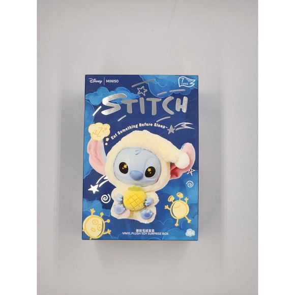 Disney Miniso Stitch Eat Something Before Sleep Vinyl Plush Toy Box - Picture 1 of 4